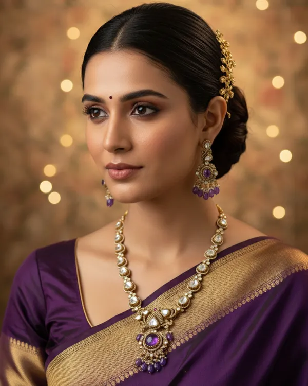 Purple_Brass_Necklace_Set_For_Women